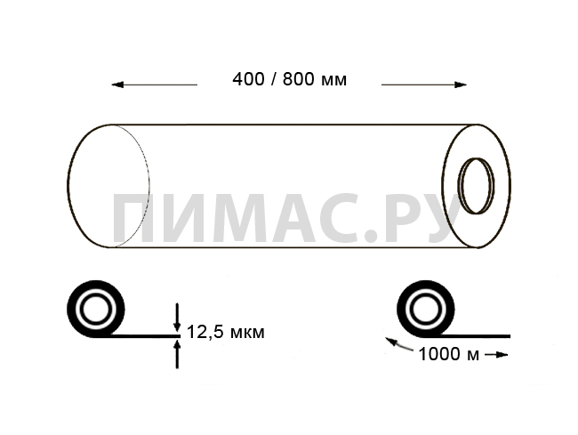 Термоусадочная пленка ПОФ 400/800 мм, 12,5 мкм (полурукав) – 